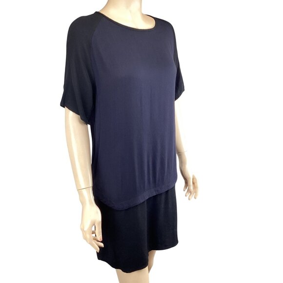 Monrow Womens Dress Size Small NWT Crepe Raglan Colorblock Navy Blue & Black - Picture 7 of 8